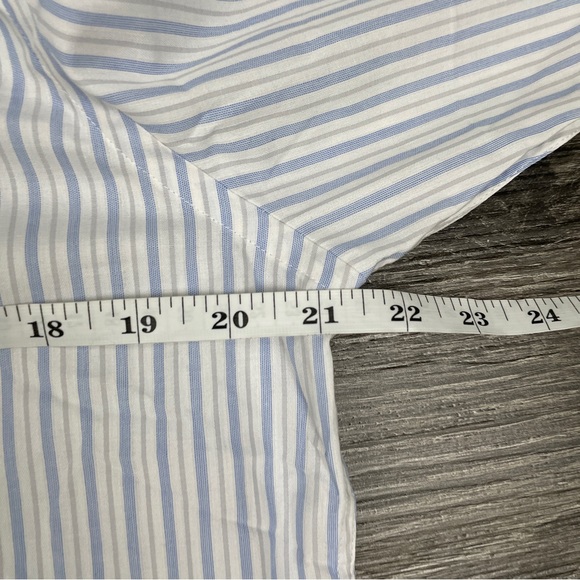 COOGIE LUXE Dress Shirt Mens M 15.5/16 White Blue Striped L/S Flip Cuff Logo - Picture 8 of 14